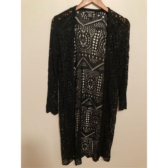 chelsea & theodore open front black cardigan‎ - Picture 2 of 5